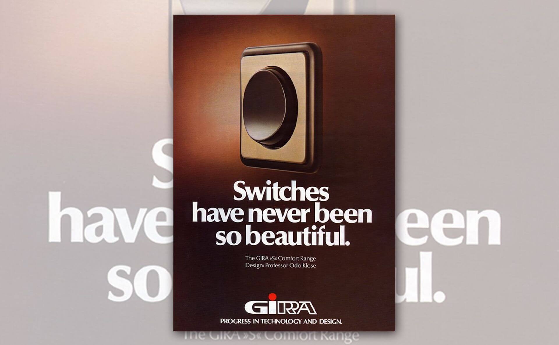 Interruptor sensor plano Gira en un cartel publicitario de 1970.