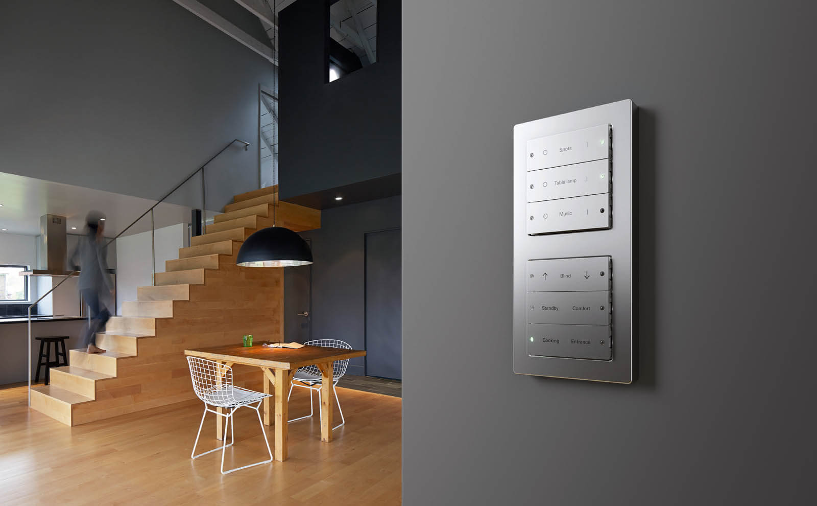 One button controls lighting, blinds, regulates room temperature and more