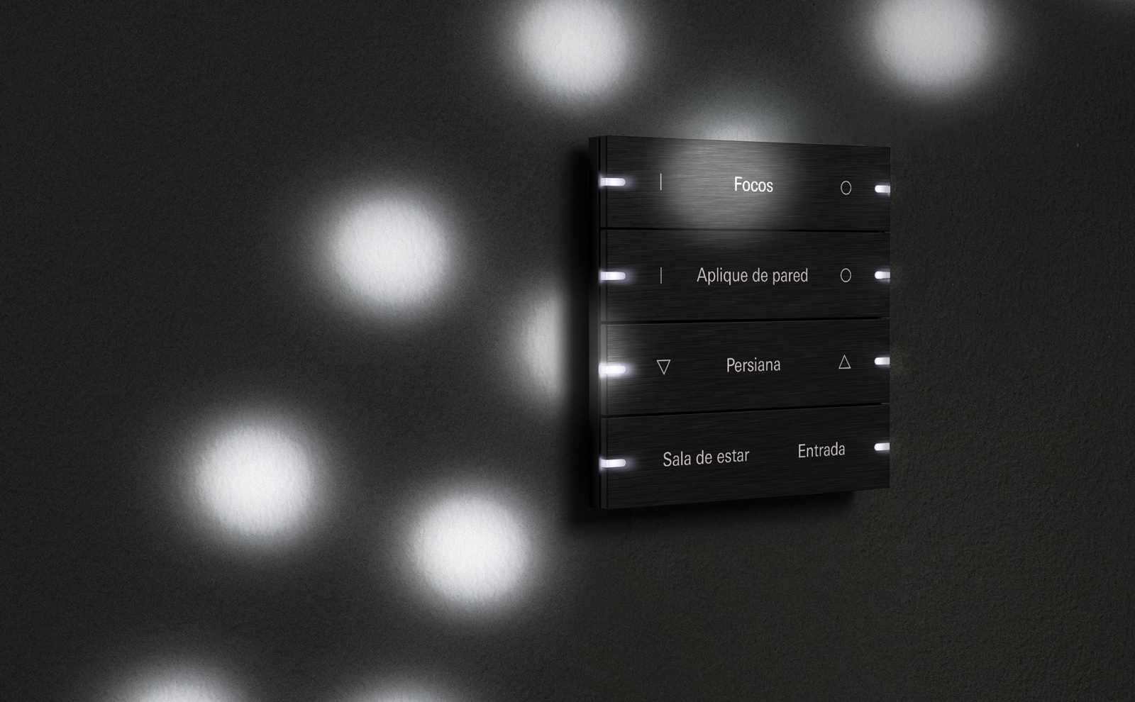 Gira pulsador sensor 4 en negro con reflejos de luz