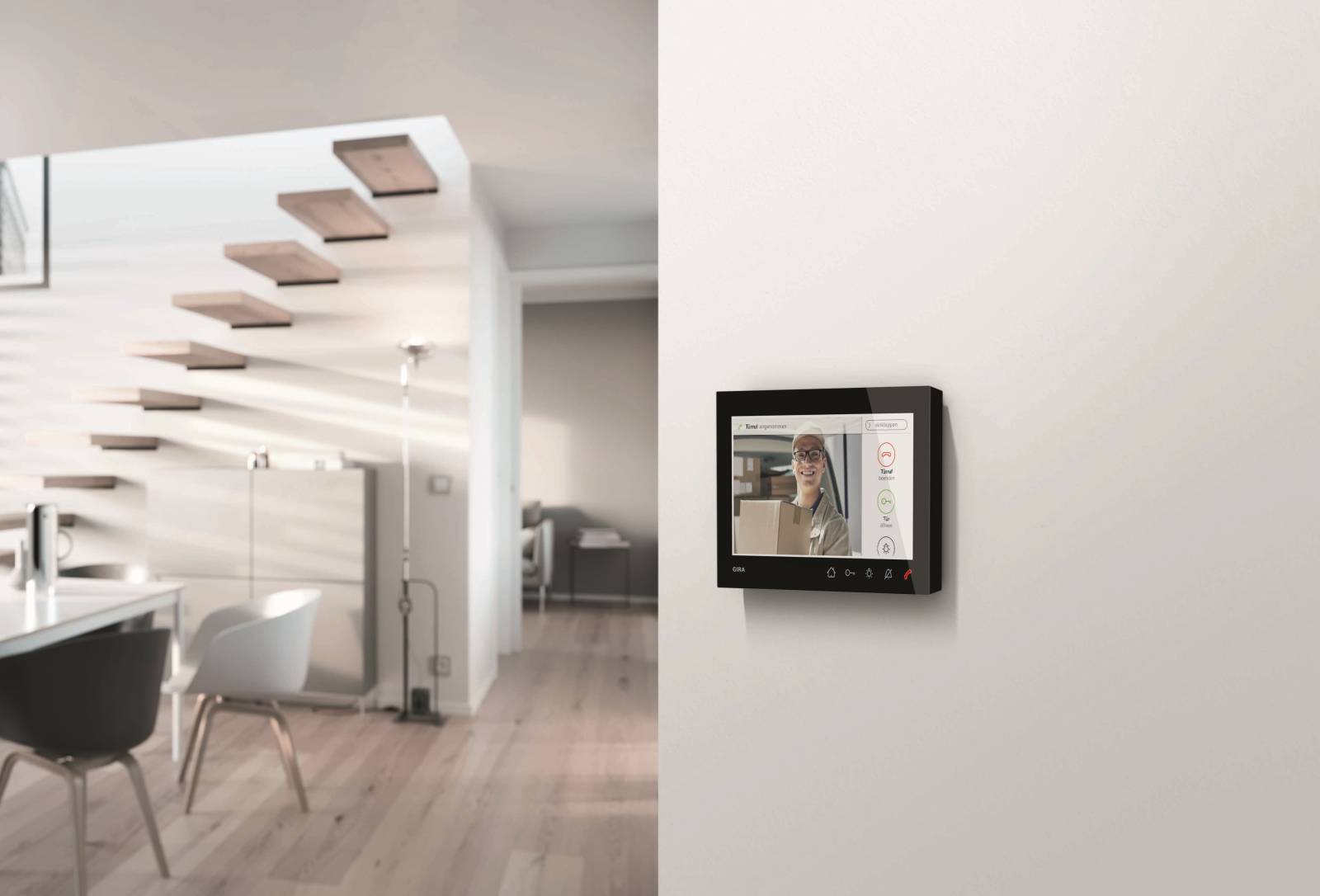 Die Gira Wohnungsstation Video AP 7 mit 7-Zoll Display zeigt hochauflösende Bilder und ermöglicht die direkte Kommunikation. ✓In 2 Farbvarianten erhältlich