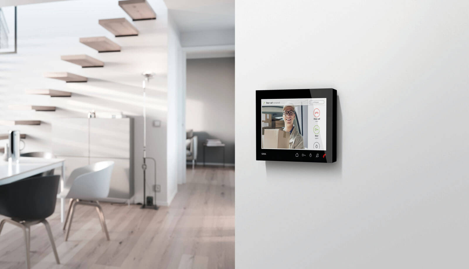 See who's at the door before you open it: the Gira home station video 7 has a 7" high-resolution display.