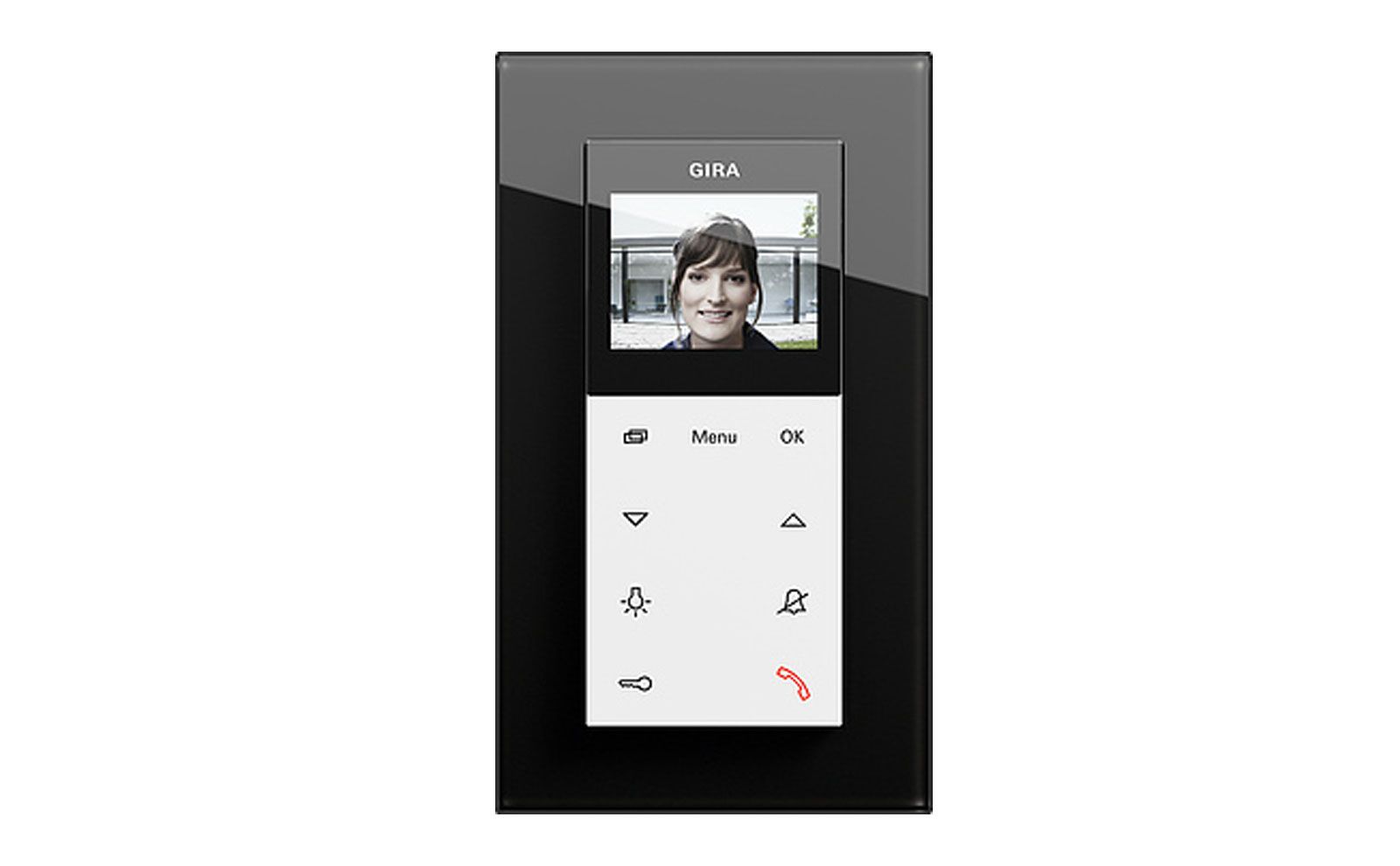 Gira surface-mounted home station in glass frame