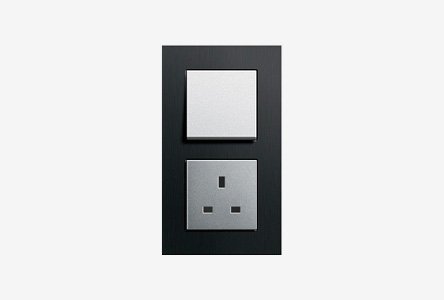 Gira Esprit stainless steel with British standard socket in anthracite 