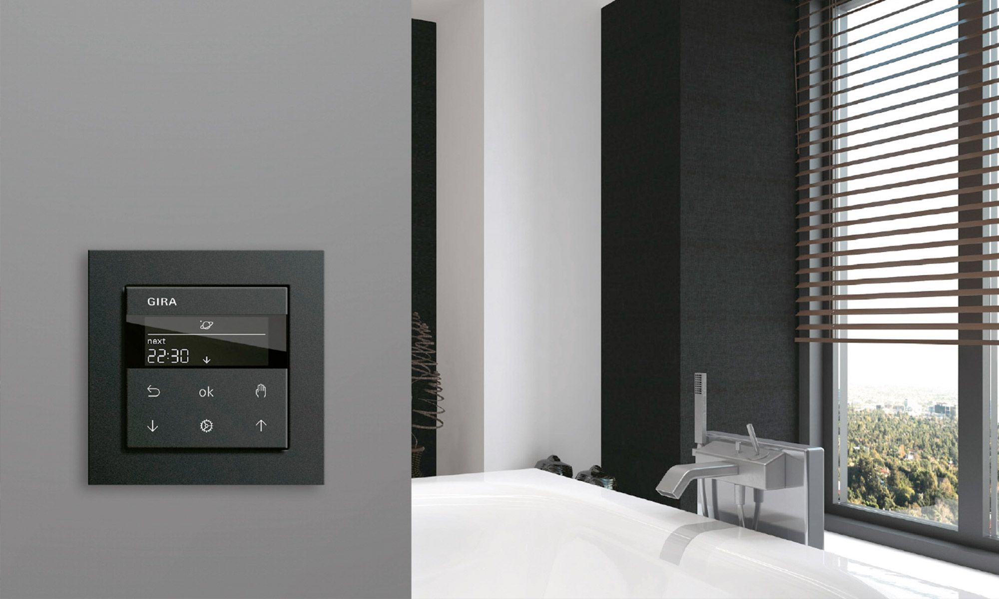 Smart-Home-Produkte zur Jalousiesteuerung: Gira System 3000 Jalousieuhr Display, Bad