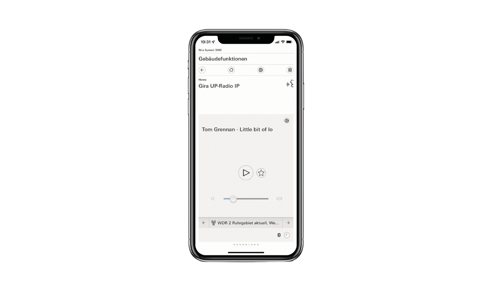 Gira Unterputz-Radio IP, Bedienung auf iPhone mit Gira System 3000 App