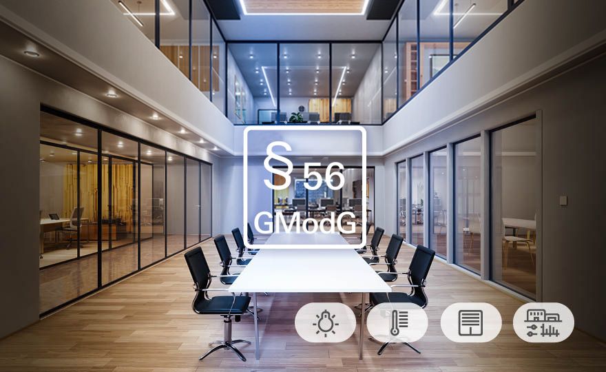 GModG §56: Gira Komplettlösung für energetische Mindestanforderung für smarte Büroflächen (Licht, Klima, Heizung, Gebäudemanagement) 