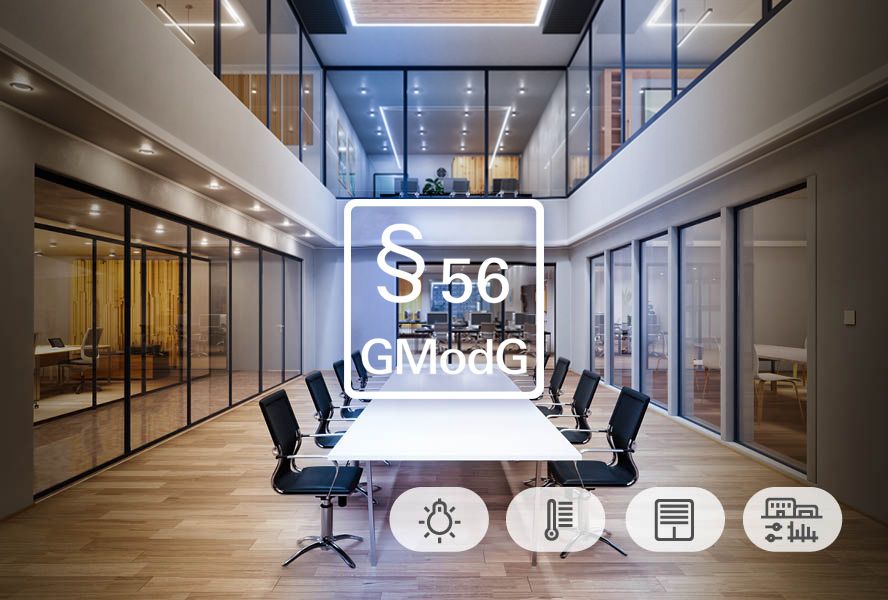 GModG §56: Gira Komplettlösung für energetische Mindestanforderung für smarte Büroflächen (Licht, Klima, Heizung, Gebäudemanagement) 