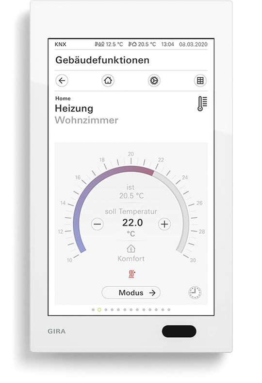 Gira G1 mit integriertem Raumtemperaturregler 