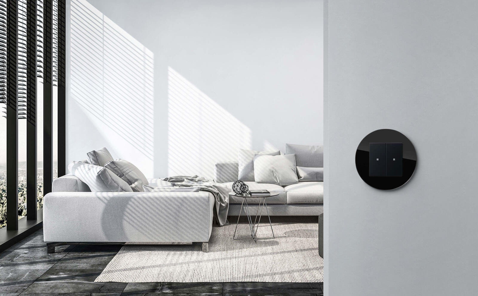 Don't be fooled by its simplistic appearance: the gira button for KNX offers a variety of smart functions. LED night lights & temperature sensor included.